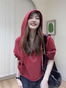 太空棉卫衣女春秋季韩版新款气质小众设计高级感带帽慵懒风上衣