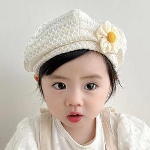 洋气宝宝贝雷帽春秋薄款时尚女婴儿小月龄帽子夏季可爱公主蕾丝帽
