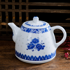 茶壶泡茶壶陶瓷壶景德镇瓷器青花瓷玲珑茶具老式复古怀旧中国风