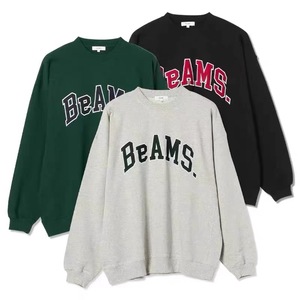 【现货5折】BEAMS DOT College日系复古学院刺绣LOGO套头圆领卫衣