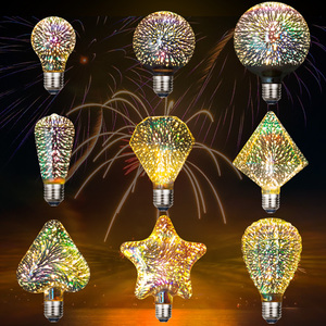 3D烟花灯泡爱迪生LED立体彩色烟火装饰个性创意新奇特艺术七彩E27