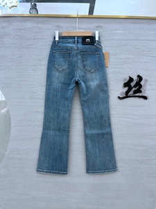 Jeans夏季新款 阿里莎莎83266牛仔裤女蓝色高腰显瘦喇叭裤微喇裤