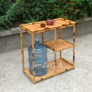 竹制茶台边柜竹子边几小茶几简易落地置物架菜架水桶架餐车茶水架