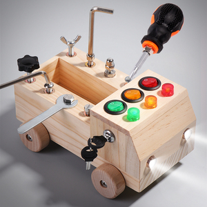 男童螺丝螺母拆装组合拧螺丝木质益智玩具车动手能力训练工具车