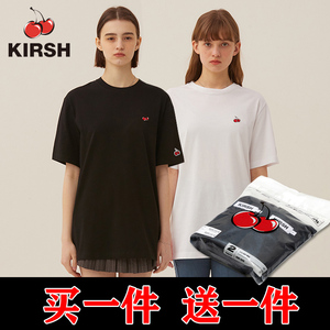 韩国代购kirsh樱桃短袖T恤夏季纯棉打底衫圆领上衣学院风[两件装]