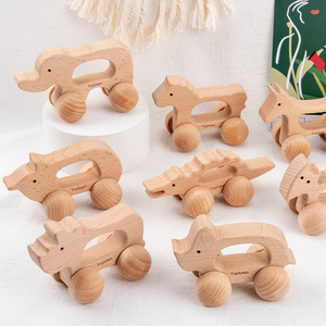 原木精品环保安全婴幼儿宝宝小车实木儿童益智玩具积木手推车木质