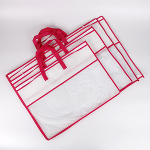 无纺布纯色手提袋家纺透明包装袋现货枕头PVC收纳整理拉链袋定制