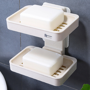 北欧大号肥皂盒浴室双层个性可爱香皂置物架吸盘壁挂式免打孔沥水