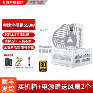 金河田电源650W电脑主机台式机ATX3.0电源500W金牌全模组电源750W