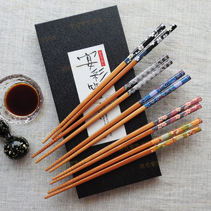日本进口石田家用筷子高档套装防滑竹筷日式家庭尖头筷分筷餐高端