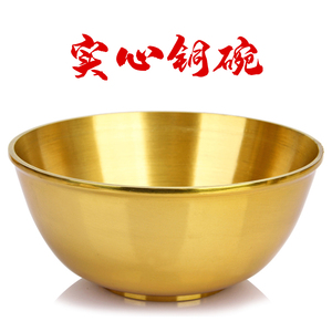 铜碗铜勺铜筷子 铜加厚黄铜碗 手工铜餐具铜饭碗铜摆件铜工艺品