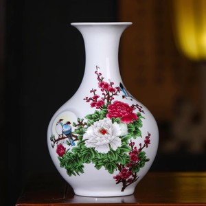 景德镇陶瓷器小花瓶家居装饰品摆件插花干花中式客厅电视柜工艺品