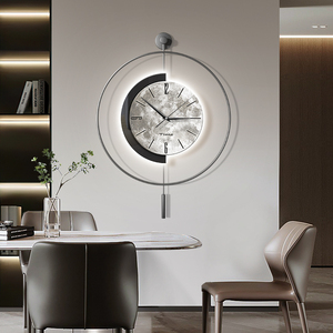 西班牙个性极简钟表创意轻奢风餐厅月球装饰挂钟简约艺术静音时钟