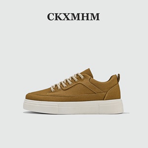 CKXMHM夏季男士牛仔帆布板鞋纯色简约低帮厚底鞋韩版日系休闲鞋子