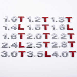 汽车排量标1.4T1.8T2.0T3.0T2.4L3.0L排量贴金属标车贴尾标字母