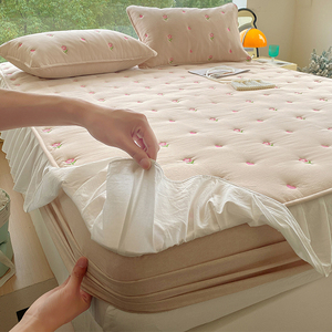 大豆纤维夹棉床笠纯棉加厚床垫保护罩全包床褥防滑床套床罩三件套