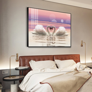 现代简约卧室床头装饰画温馨主卧房间背景墙挂画酒店浪漫艺术壁画