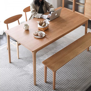 宅有福樱桃木餐桌长方形书桌家用长凳小户型实木餐桌椅组合省空间