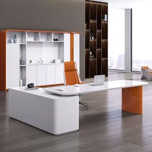 老板桌现代简约办公桌椅组合烤漆白色大班台办公室女总裁桌主管桌