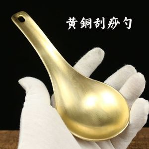 黄铜刮痧勺纯铜加厚餐具厨房用品黄铜大汤匙舀汤勺子全铜粥勺汤勺