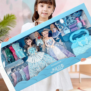 爱莎洋娃娃小女孩生日丽萨艾莎公主超大号礼盒芭芘换装套装玩具