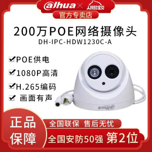 大华 200万网络摄像机h.265半球poe监控摄像头DH-IPC-HDW1230C-A