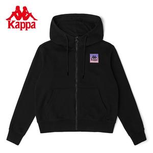 Kappa卡帕开身帽衫女运动卫衣休闲图案印花外套K0CMK63