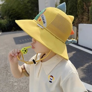 儿童帽子夏季防晒帽男女童可爱遮阳太阳帽休闲卡通网眼大檐渔夫帽