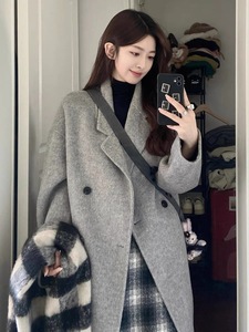 灰色羊绒大衣女中长款2023冬季新款韩版高级感羽绒服内胆加厚外套
