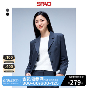 SPAO韩国同款2024年春季新款女士商务短款西服夹克外套SPJKE23W02