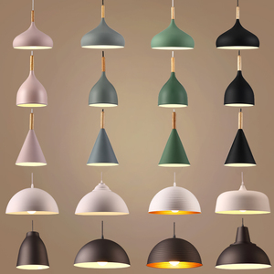 简约个性北欧风餐厅吊灯创意设计民宿照明铝灯罩自助餐商铺吊线灯