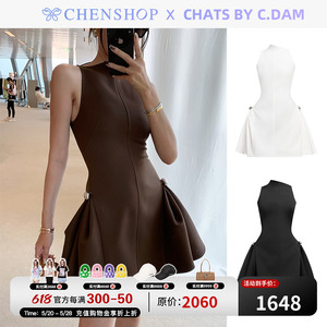 CHATS by C.DAM时尚对称褶皱短裙Mano连衣裙女CHENSHOP设计师品牌