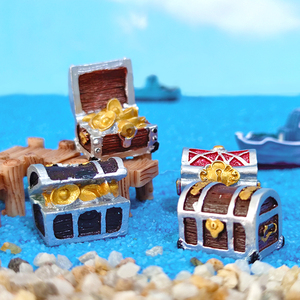 黄金宝箱探险金币水族迷你树脂儿童微景观海底造景海盗宝藏小摆件