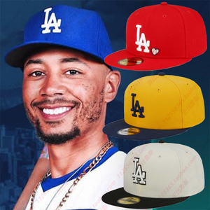 帽子LA洛杉矶道奇队不可调节平沿棒球全封闭高顶大号反戴嘻哈板帽