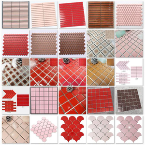 红色粉色咖啡色马赛克瓷砖墙砖地砖背景装饰长条鱼鳞扇形方块六角
