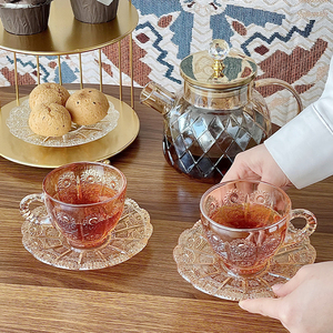 土耳其红茶杯碟套装 玻璃咖啡杯欧式阿拉伯下午茶花茶小杯子出口