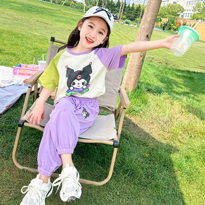女童夏装库洛米短袖套装女孩休闲时髦卡通女宝两件套儿童夏季运动