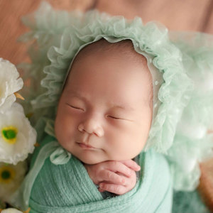 公主超萌帽子婴幼儿拍照可爱纯色小帽女孩满月宝宝照相辅助枕道具