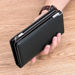 男士长款拉链钱包真皮手机包轻奢皮钱夹卡包大容量多功能商务潮软