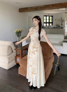 kumikumi新中式套装女国风立领旗袍连衣裙夏季A字裙半身裙两件套