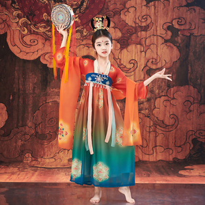 女童新款汉服敦煌飞天异域儿童超仙古装舞蹈演出中国风唐装连衣裙