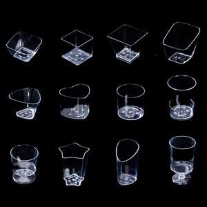 慕斯杯布丁杯果冻甜品台一次性塑料透明杯子方形迷你小号创意盒子