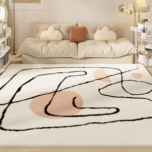 奶油客厅地毯免洗茶几卧室床边毯家用2024新款高级仿羊绒地垫全铺