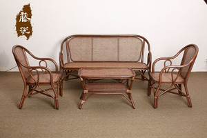 印尼真藤三人沙发组合客厅家用小户型新中式藤编沙发双人藤椅家具