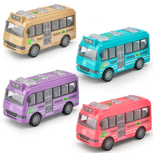 小汽车校园大巴士惯性回力车门可打开仿真公交巴士车儿童玩具男孩