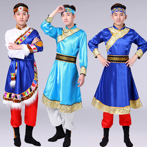 藏族舞蹈演出服男装成人少数民族蒙古族藏服舞台广场舞蹈表演服饰