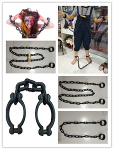 万圣节cos用品仿真道具镣铐 囚犯玩具手拷脚镣塑料铁链古代人锁链