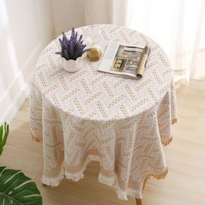 法式茶几盖布纯色高级感床头柜书桌卧室梳妆台布圆型长方形餐桌布