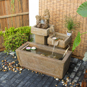 日式竹子田园禅意流水摆件客厅花园阳台喷泉景观办公室装饰养鱼池