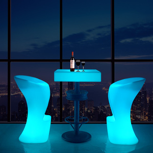 LED创意发光桌椅户外酒吧台简易圆形高脚凳子鸡尾桌清吧散台茶几